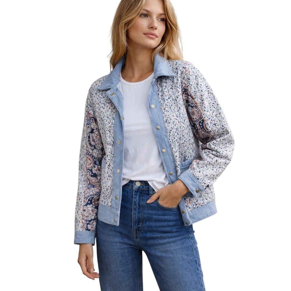 Anthropologie Reversible Quilted Patchwork Jacket… - image 1